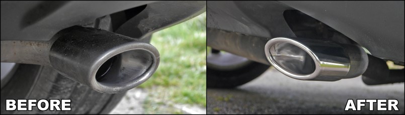 Exhaust tips, Shiny, Before and after.