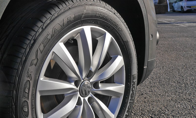 VW wheel cleaned and tyres dressed.